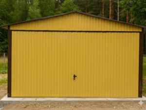 Plechová garáž 4×6 m – písková "slunečnicový JIRI"