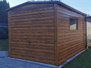 Zahradní domek 3×4m – Zlatý dub světlý/okno " zlatý TULIPÁN"