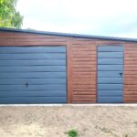 Plechová garáž 6×6 m – zlatý dub/grafit tmavý matný "BALOUN"