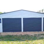 Plechová garáž 12×6,5 m – bílá/grafit "KONSTANTIN"