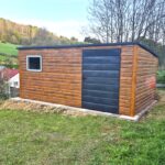 Zahradní domek 3,5×2 m – Zlatý dub světlý/ grafit tmavý matný "lucni ANTHURIE"