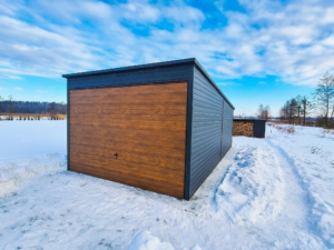 Plechová montovaná garáž 3×7 m – grafit/výklopná vrata "ALF"